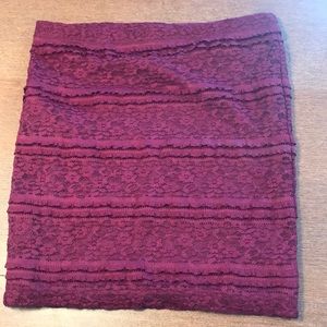 Maroon Lace Mini Skirt